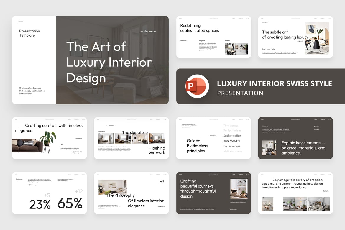 Template PowerPoint Gaya Interior Swiss yang Mewah