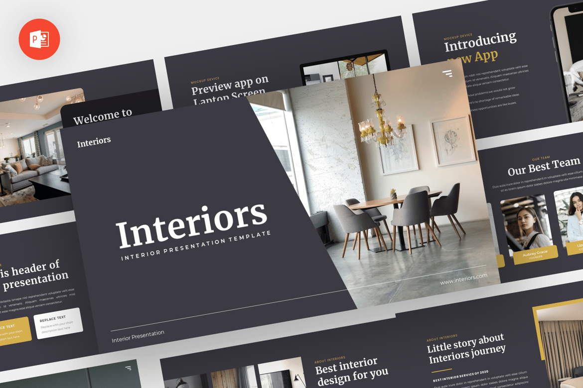 Template Powerpoint Interiors - Desain Interior Modern dan Profesional