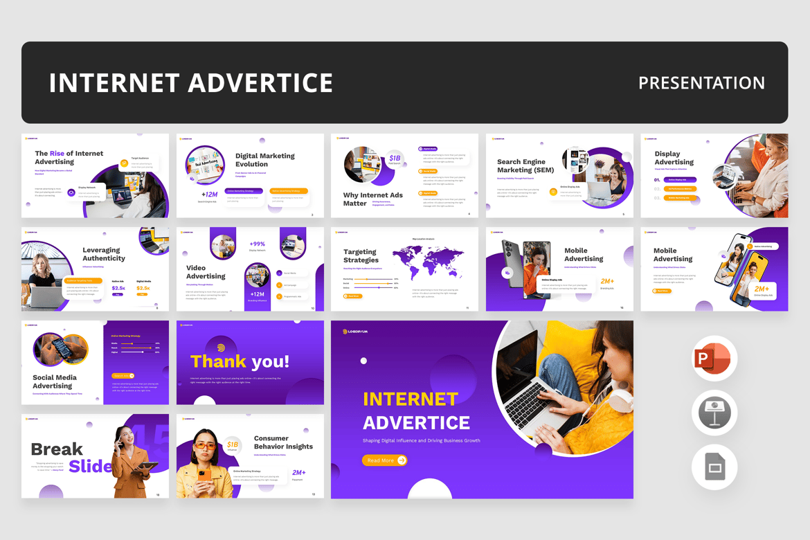 Template Presentasi PowerPoint Iklan Internet yang Menarik