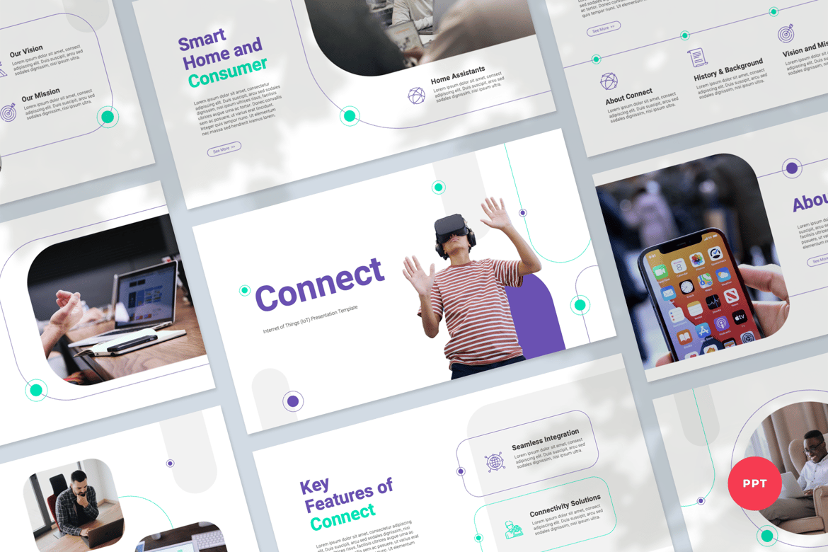 Template PowerPoint Internet of Things (IoT) yang Modern dan Profesional