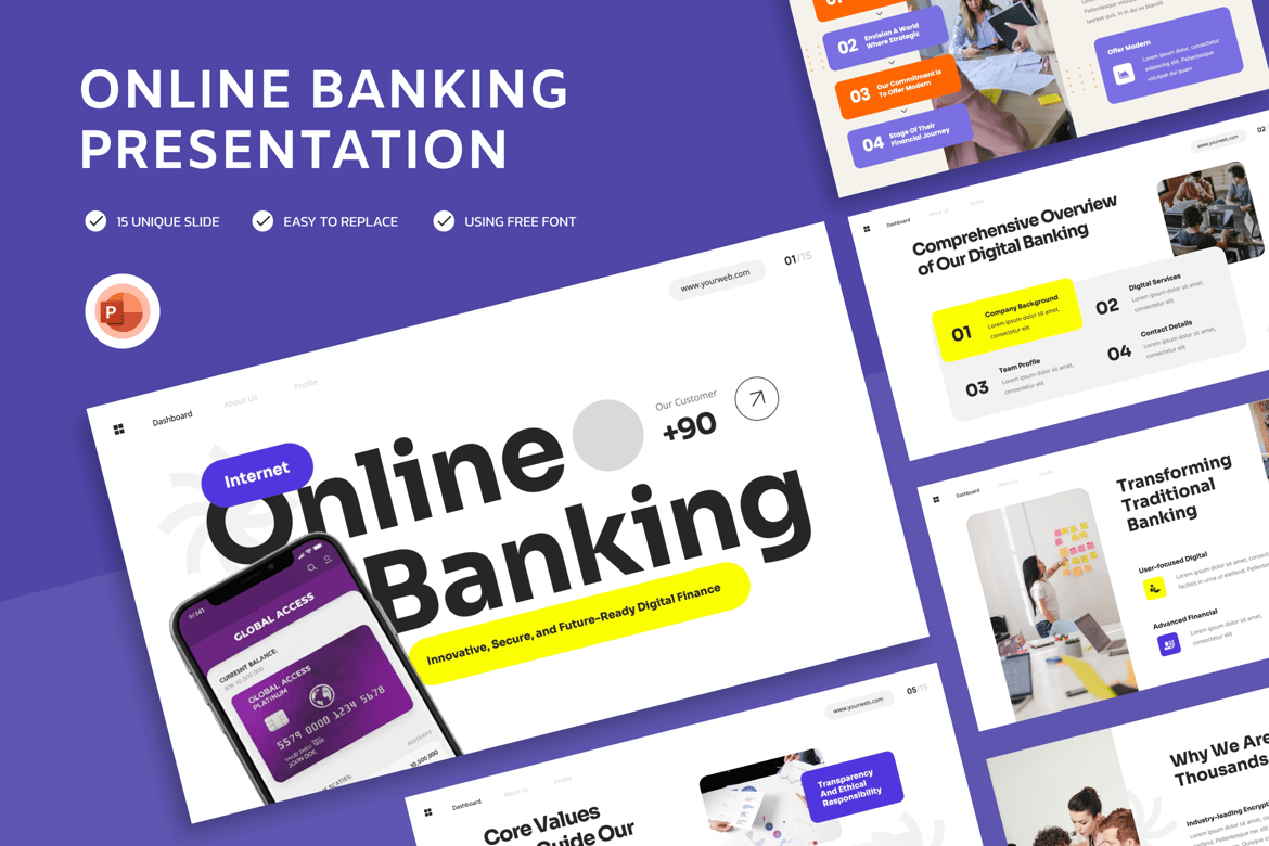 Template Presentasi PowerPoint untuk Perbankan Online