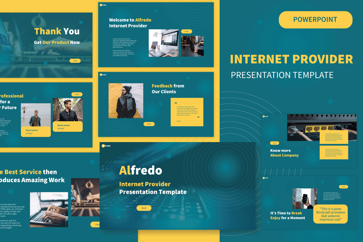 Template Presentasi PowerPoint untuk Penyedia Layanan Internet yang Profesional