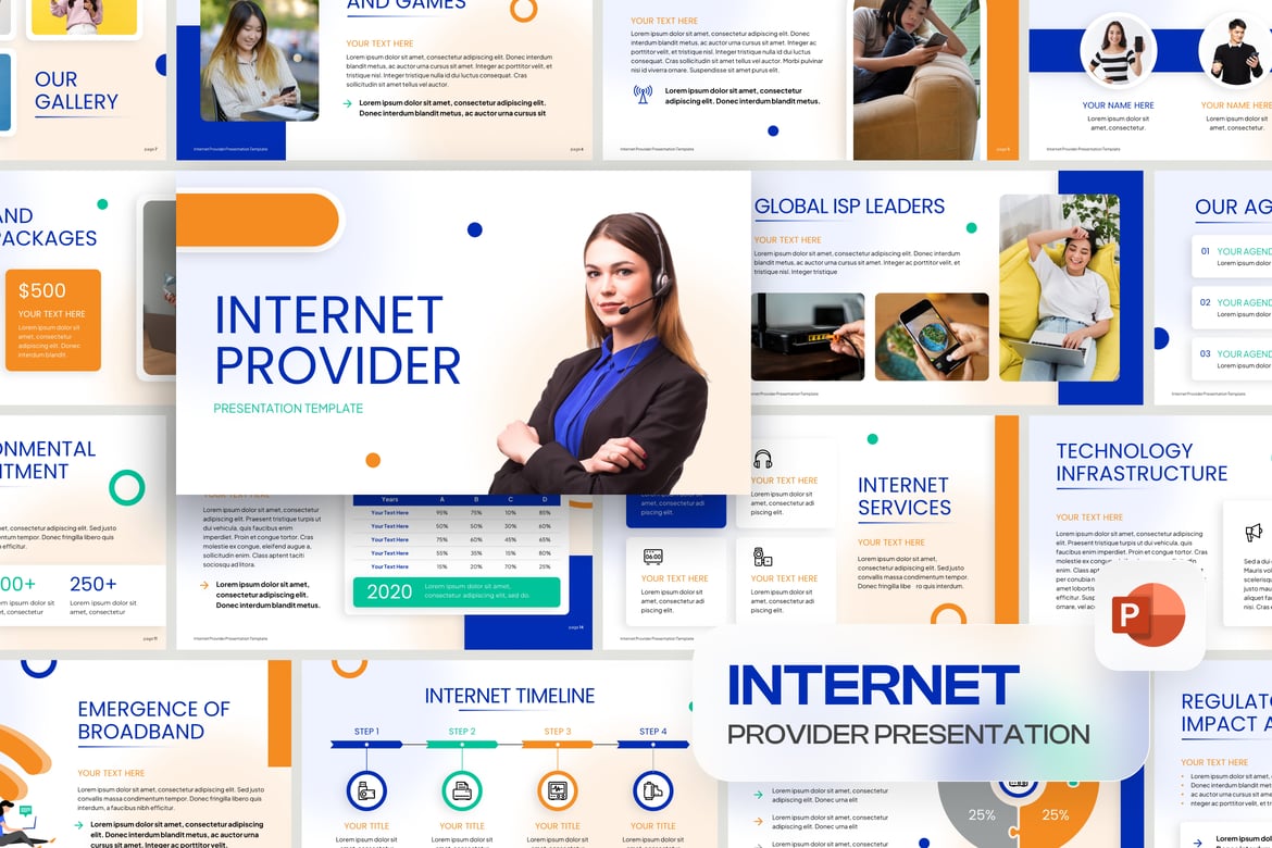 Template PowerPoint Penyedia Internet yang Modern dan Menarik