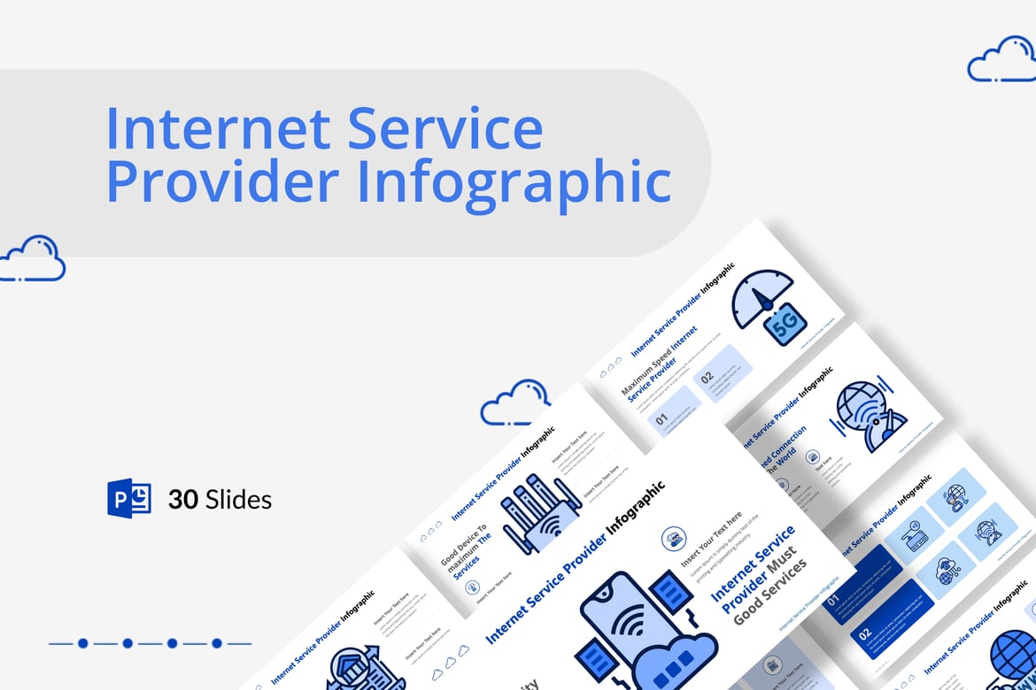 Template PowerPoint Infografis Penyedia Layanan Internet yang Menarik