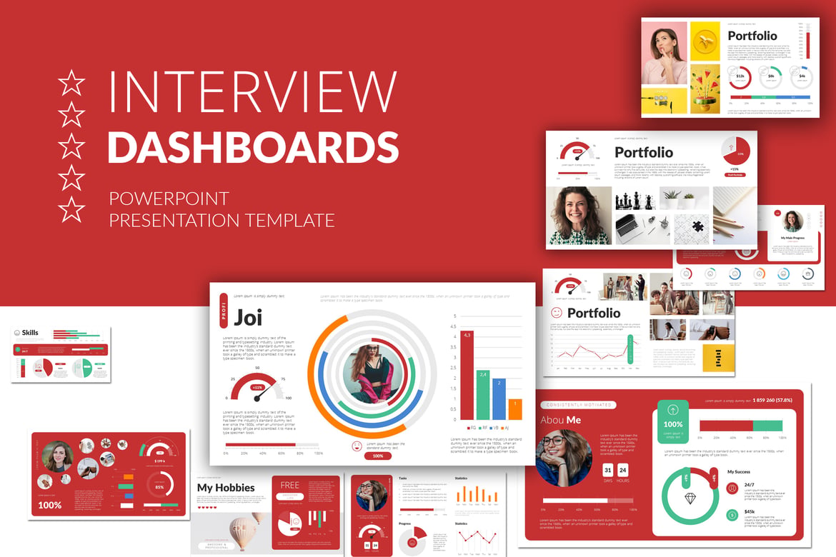 Template Presentasi PowerPoint Dashboard Wawancara yang Menarik