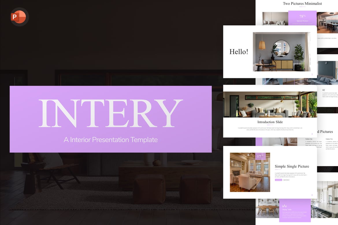 Template PowerPoint Intery untuk Presentasi Interior yang Menarik