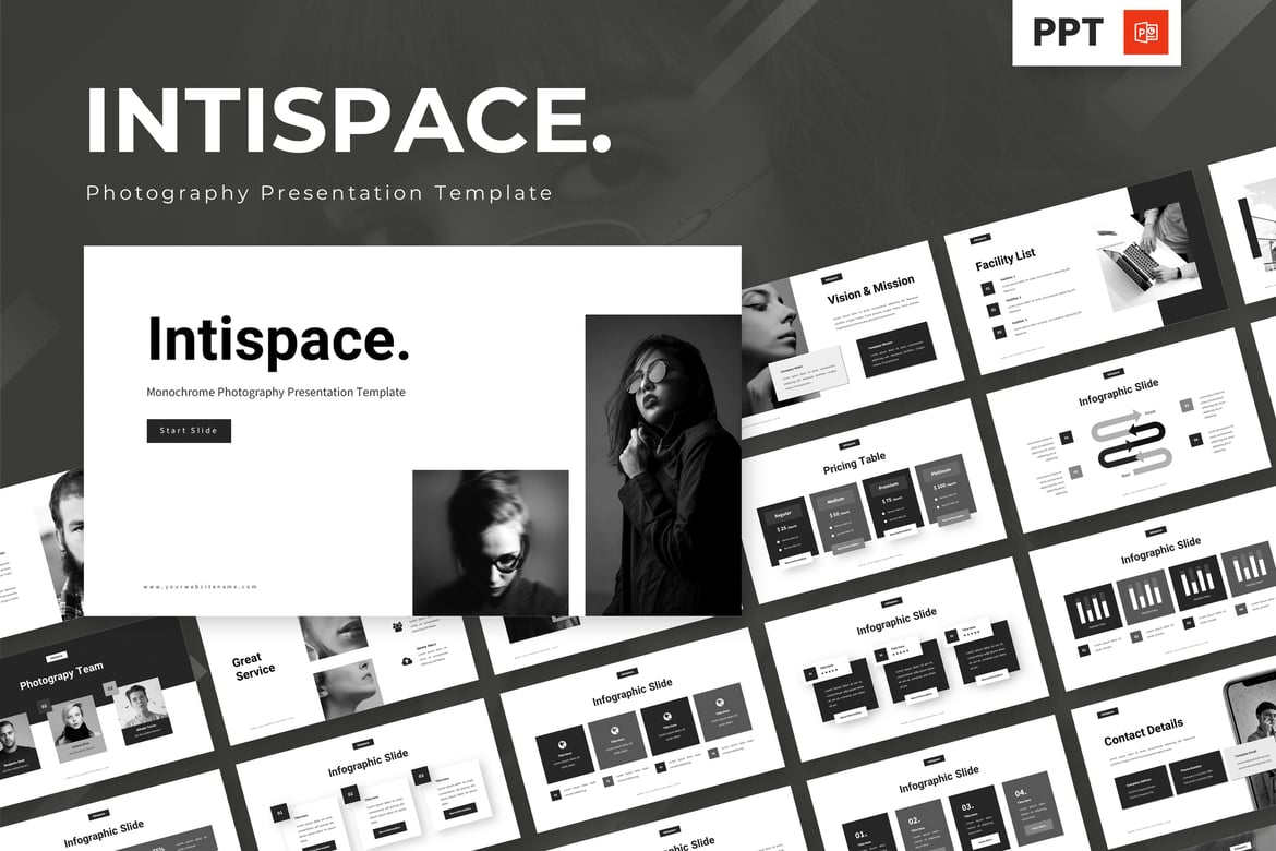 Template Presentasi Powerpoint Intispace untuk Fotografi yang Menawan