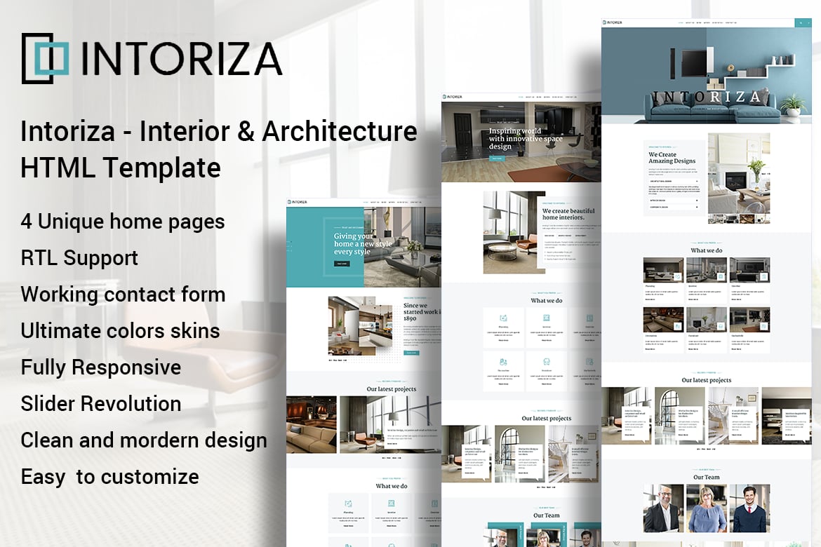 Intoriza - Template Website Interior & Arsitektur yang Menawan