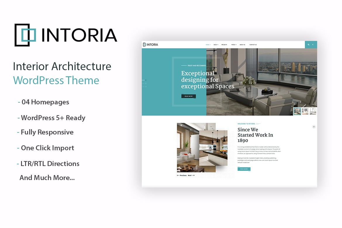 Intoria - Tema WordPress Arsitektur Interior yang Menarik dan Responsif