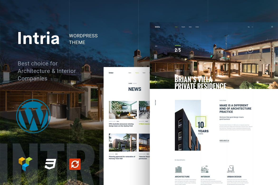 Intria - Tema WordPress Modern untuk Arsitektur dan Interior