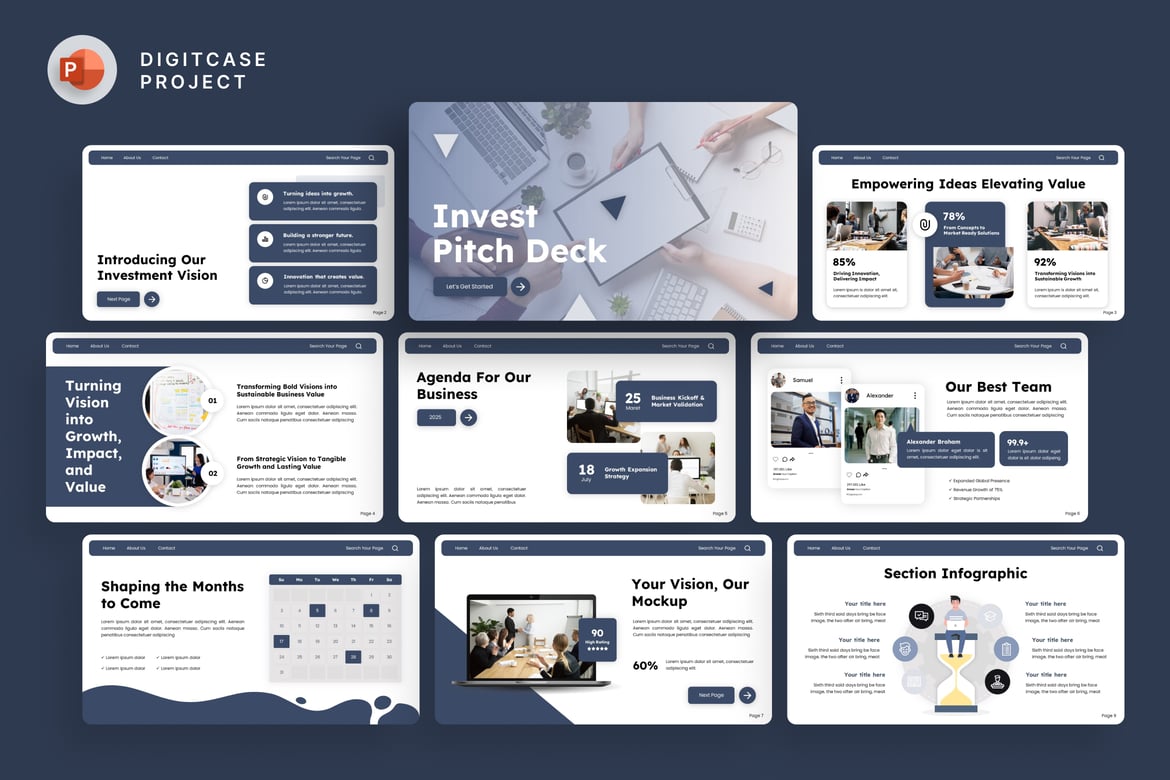 Template PowerPoint Pitch Deck Investasi yang Menarik