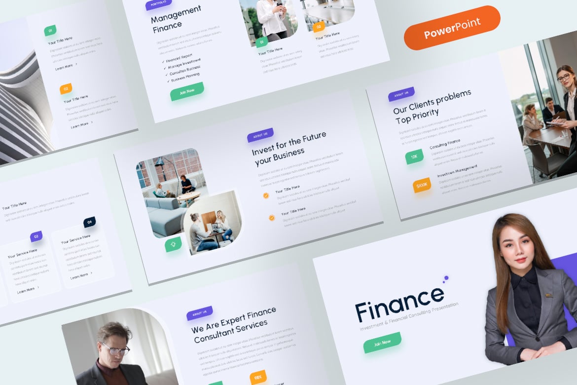 Template PowerPoint Investasi & Konsultasi Keuangan yang Profesional