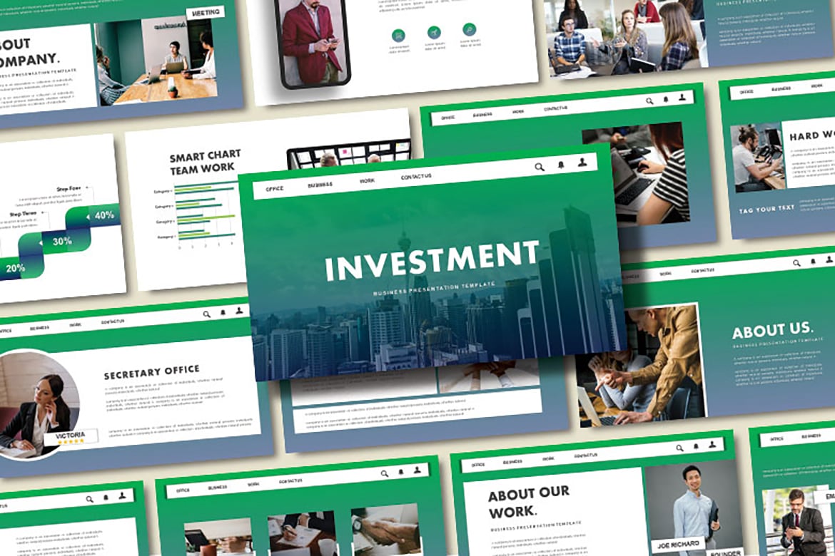 Template Presentasi PowerPoint Investasi yang Kreatif dan Minimalis