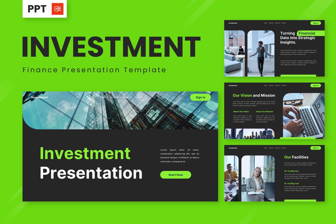 Template Powerpoint Investasi dan Keuangan yang Menarik