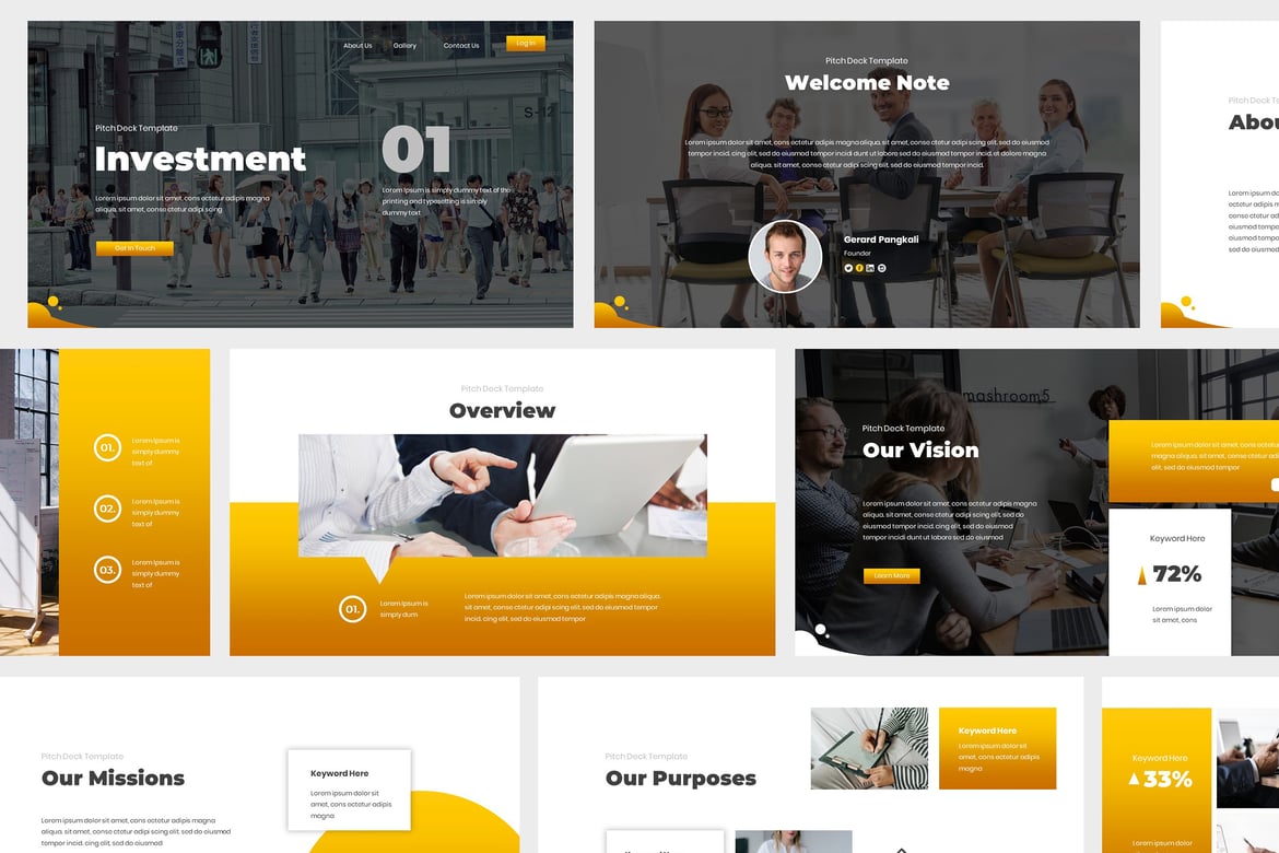 Template PowerPoint Pitch Deck Investasi Modern dan Minimalis