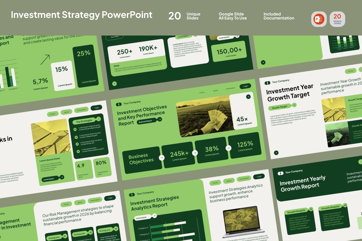 Template PowerPoint Strategi Investasi yang Menarik