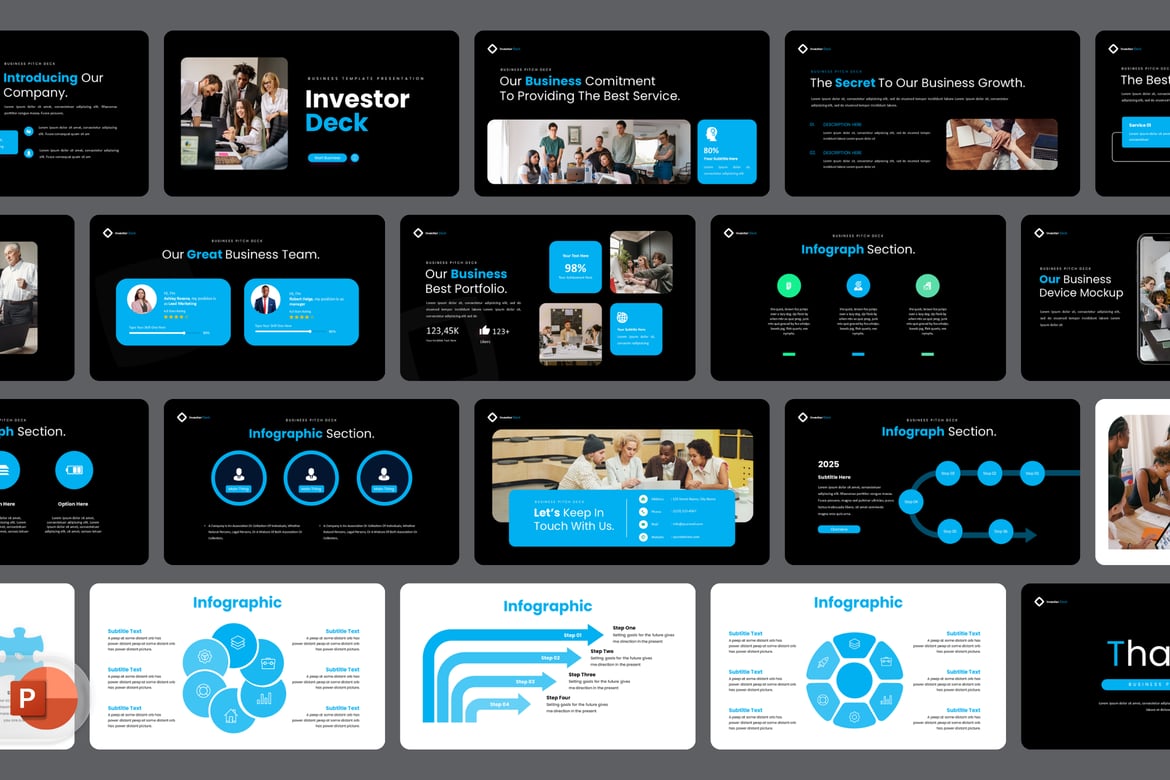 Template Presentasi PowerPoint Investor - Deck Pitch Bisnis yang Menarik
