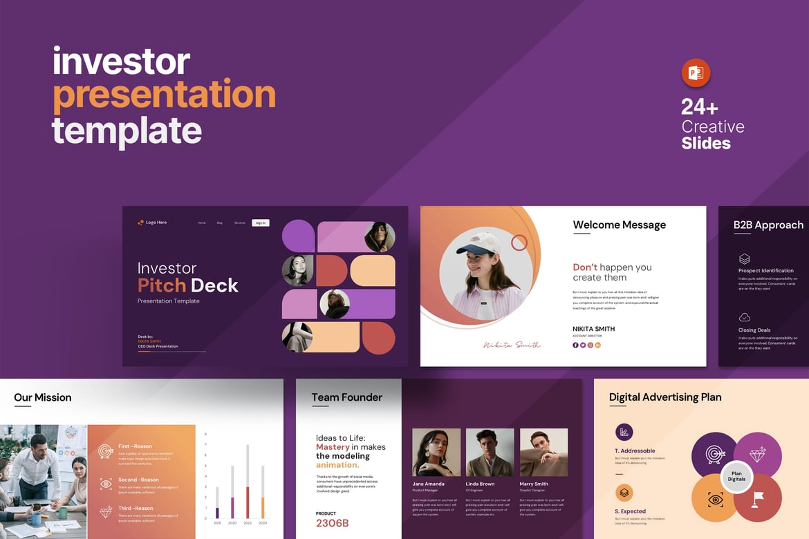 Template PowerPoint Presentasi Investor Berwarna Menarik