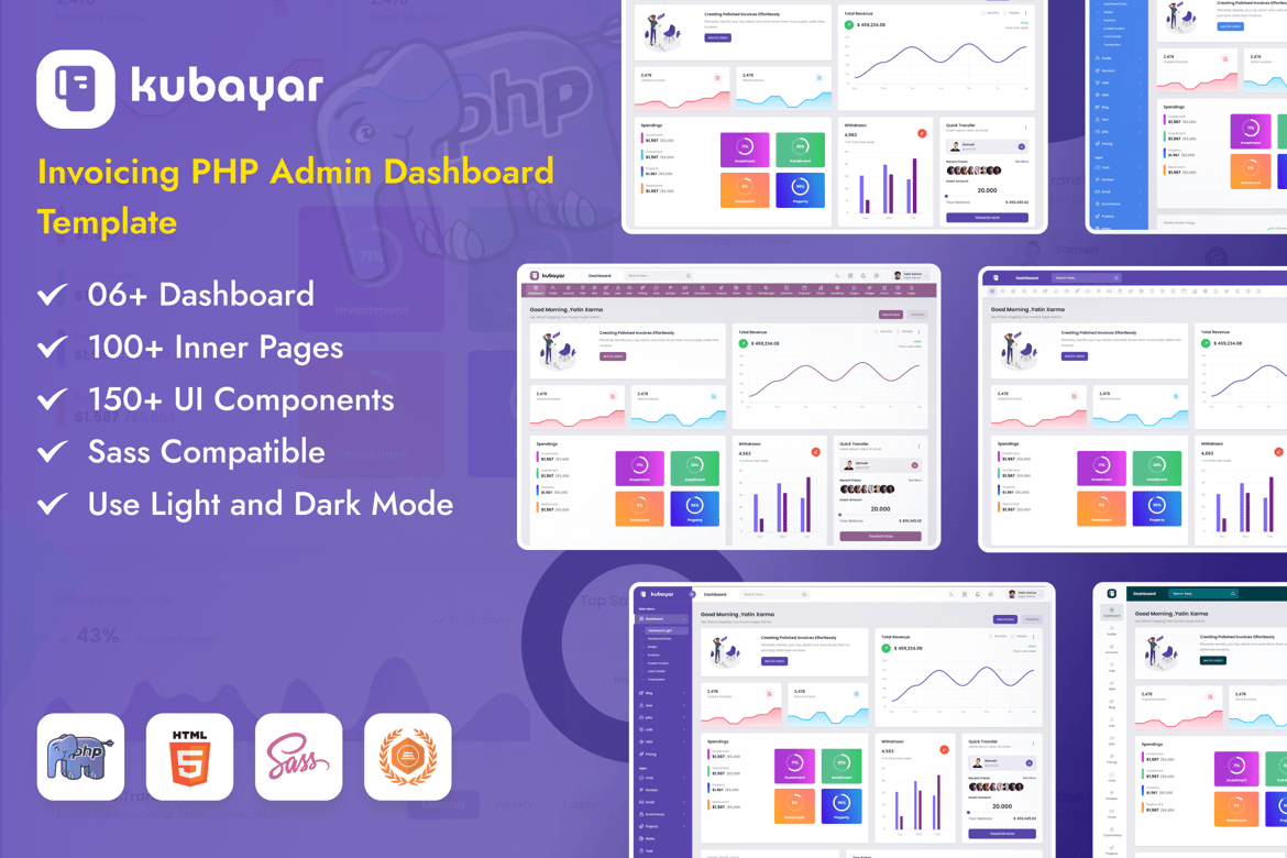 Template Dashboard Admin PHP untuk Invoicing yang Efisien