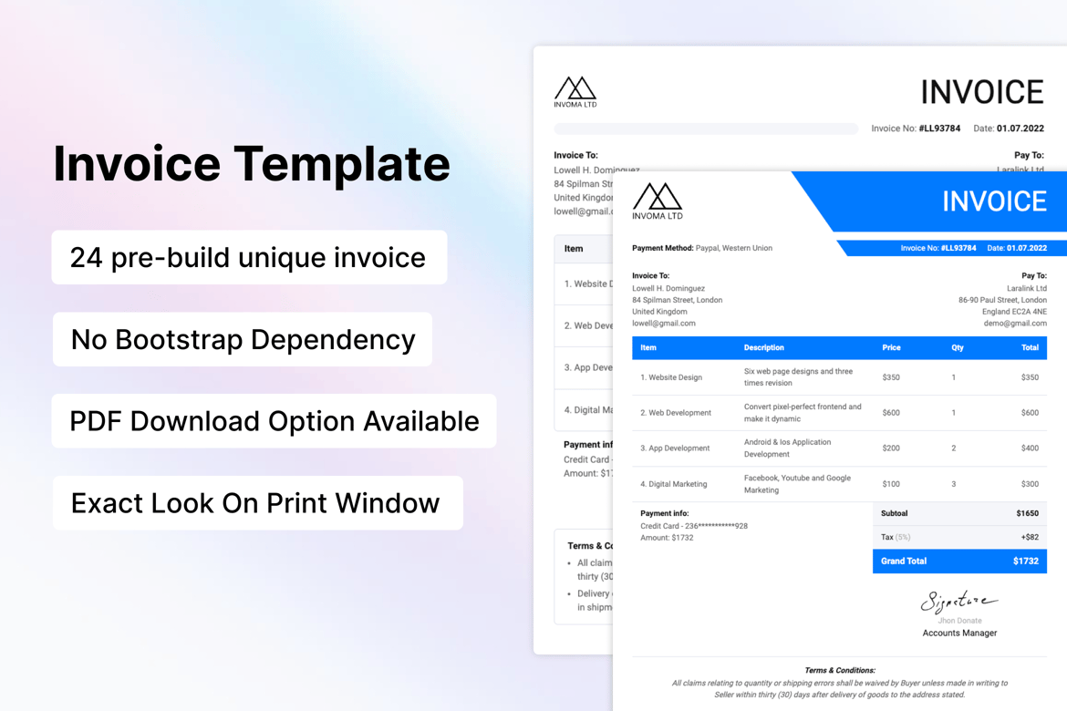 Invoma - Template Web Invoice yang Kuat dan Responsif