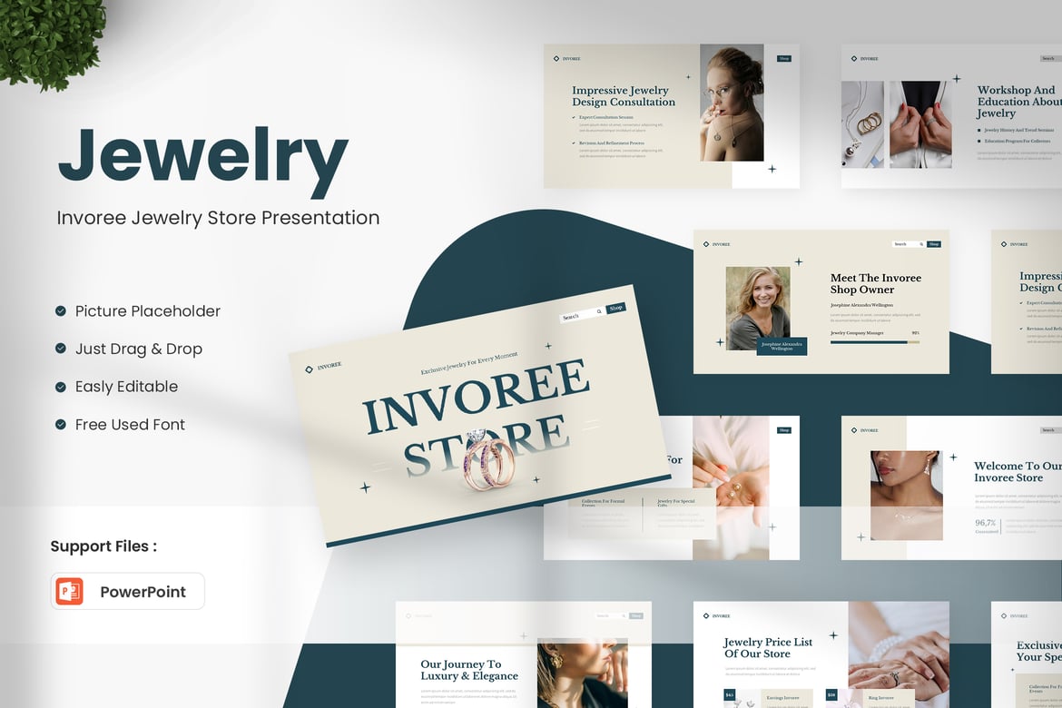 Template Powerpoint Toko Perhiasan Invoree yang Menarik