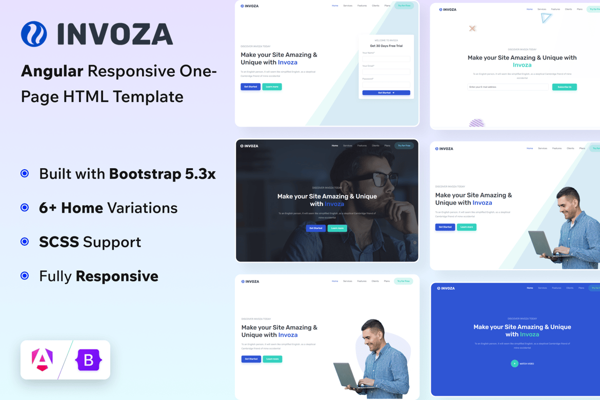Invoza – Template Website Landing Page Angular 18 yang Responsif