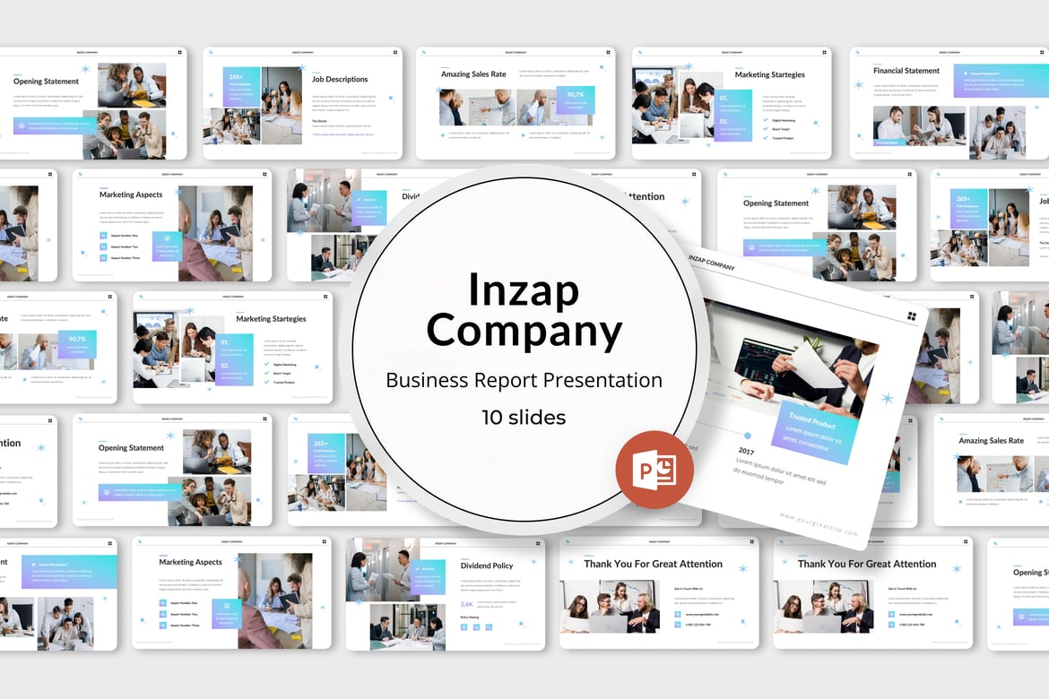 Template Presentasi PowerPoint Inzap - Laporan Bisnis yang Menarik