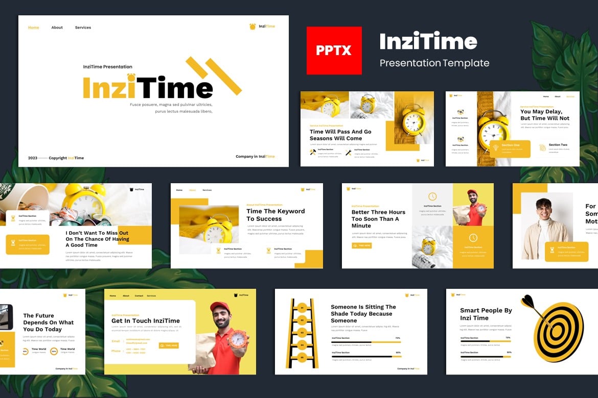 InziTime - Template Presentasi PowerPoint Aksesoris Jam Tangan yang Modern dan Kreatif