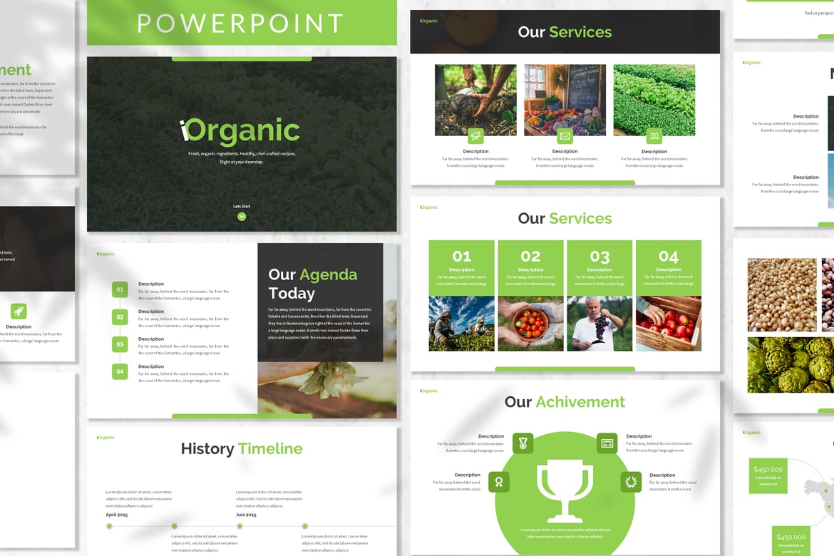 Template PowerPoint Vegan iOrganic - Desain Modern dan Bersih