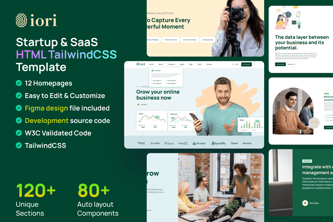 iori - Template Website Multiguna untuk Startup & SaaS dengan TailwindCSS 3