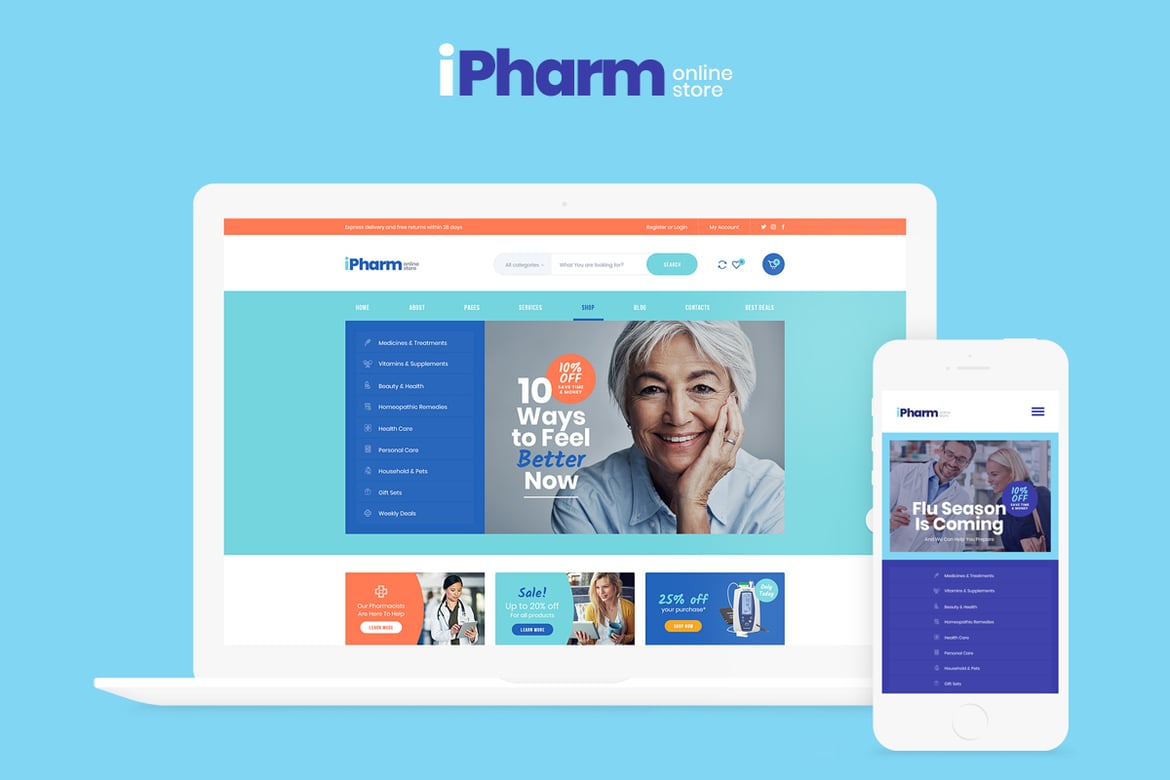 Tema WordPress Kesehatan IPharm - Solusi Ideal untuk Toko Obat dan Medis Anda