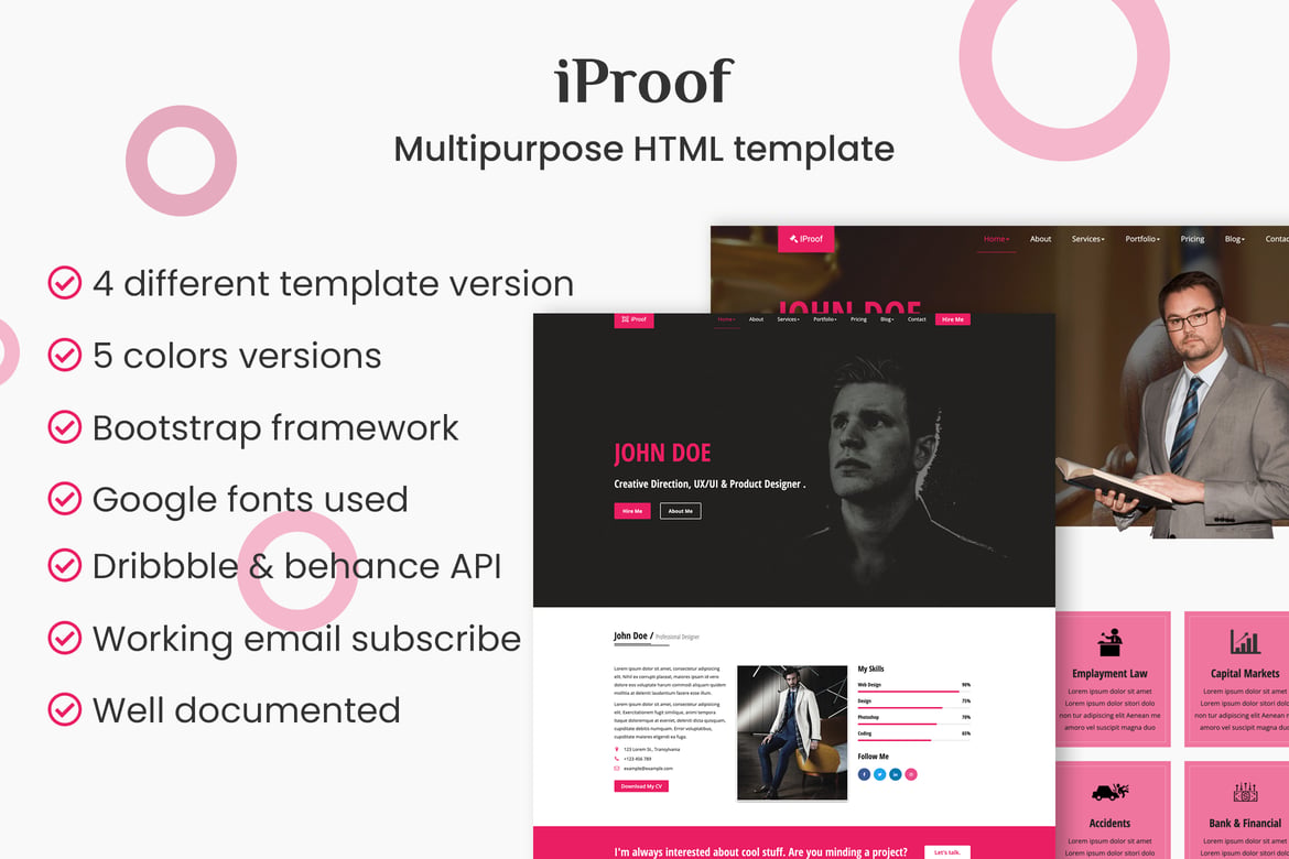 iProof - Template Web Portofolio Serbaguna yang Profesional