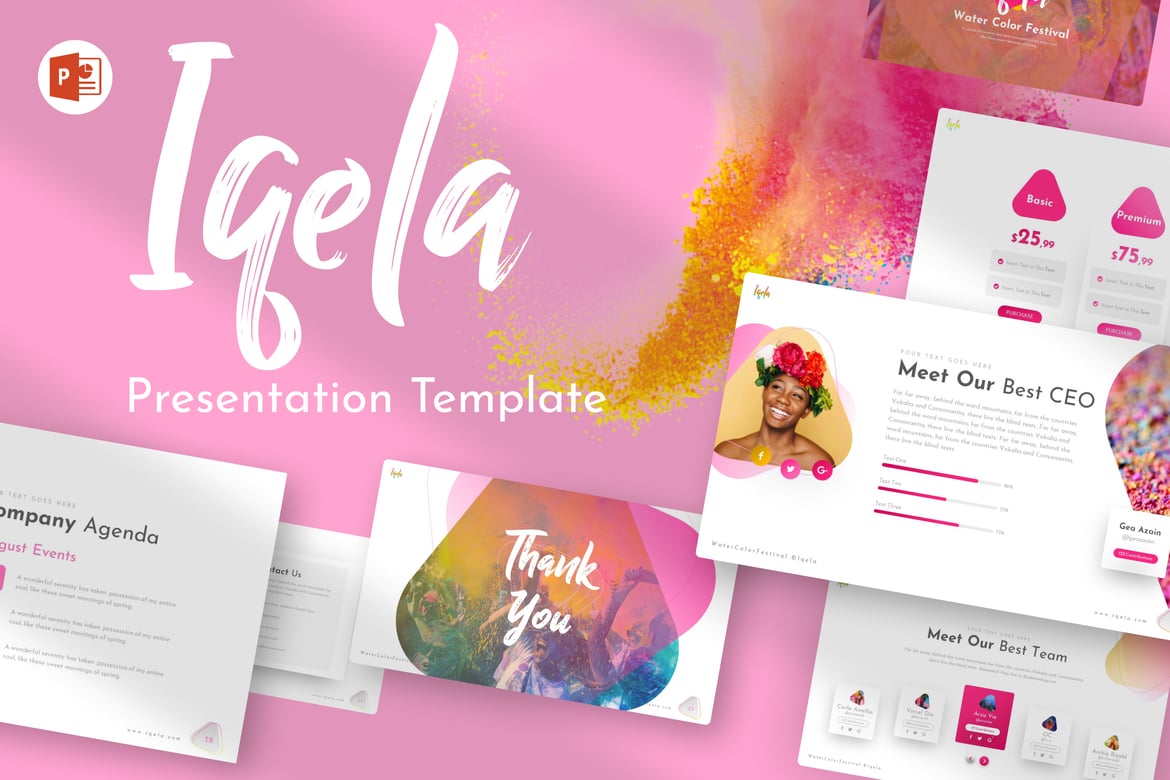 Template PowerPoint Kreatif Iqela Festival untuk Presentasi Menarik