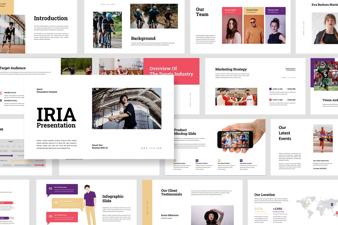 Iria: Template PowerPoint Bisnis Olahraga yang Menarik