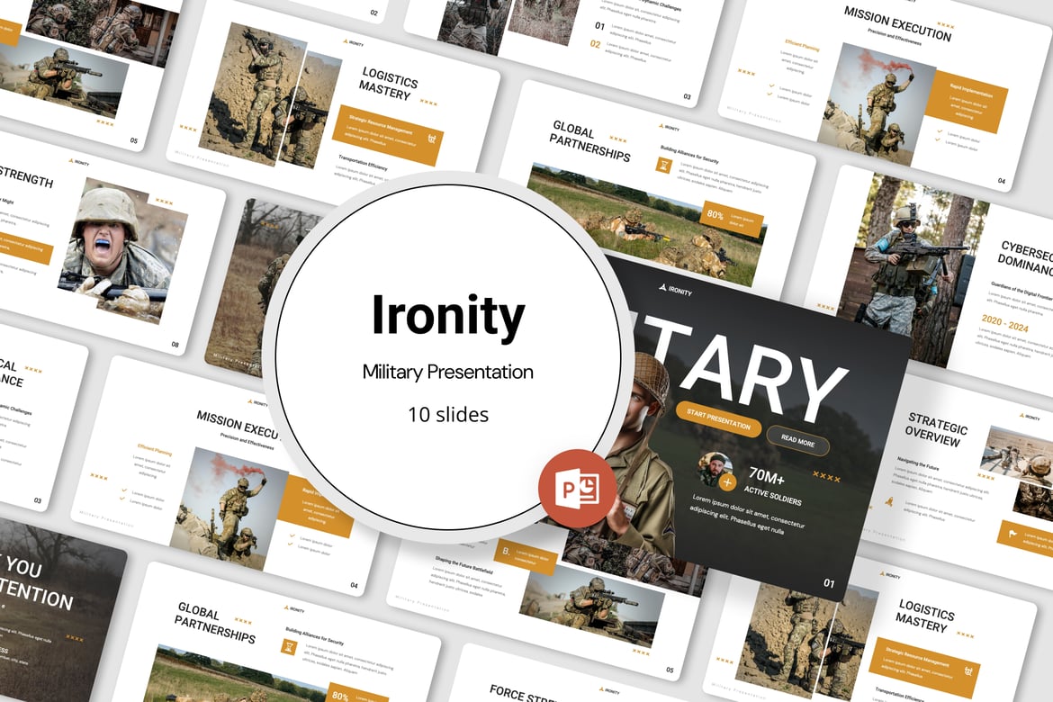 Ironity - Template PowerPoint Militer yang Memukau