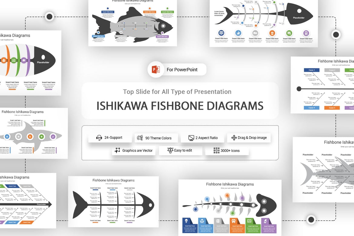 Template PowerPoint Diagram Fishbone Ishikawa yang Menarik dan Multifungsi