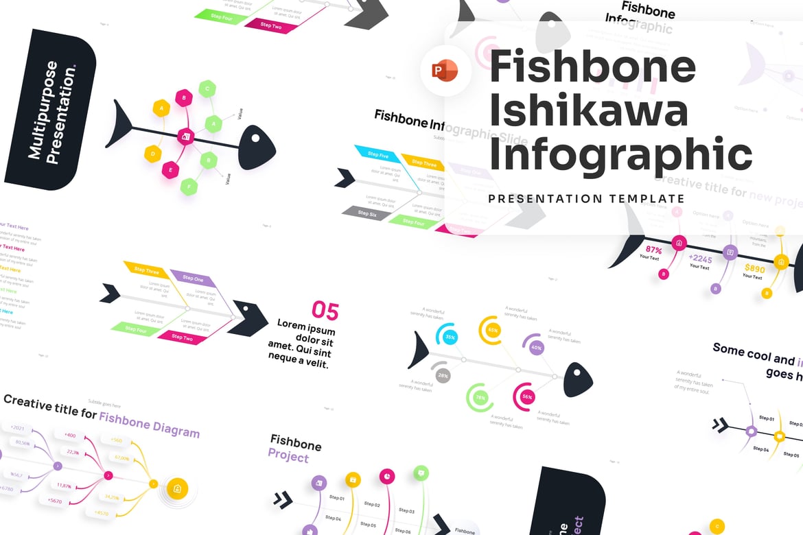 Template Presentasi PowerPoint Infografis Ishikawa yang Menarik