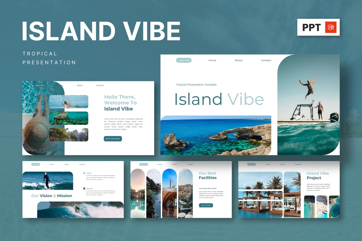 Template Powerpoint Tropis - Island Vibe yang Menawan