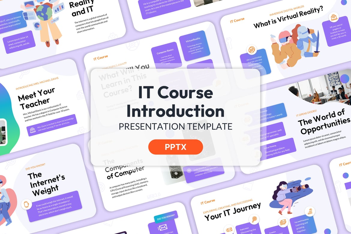 Template Powerpoint Profesional untuk Perkenalan Kursus IT