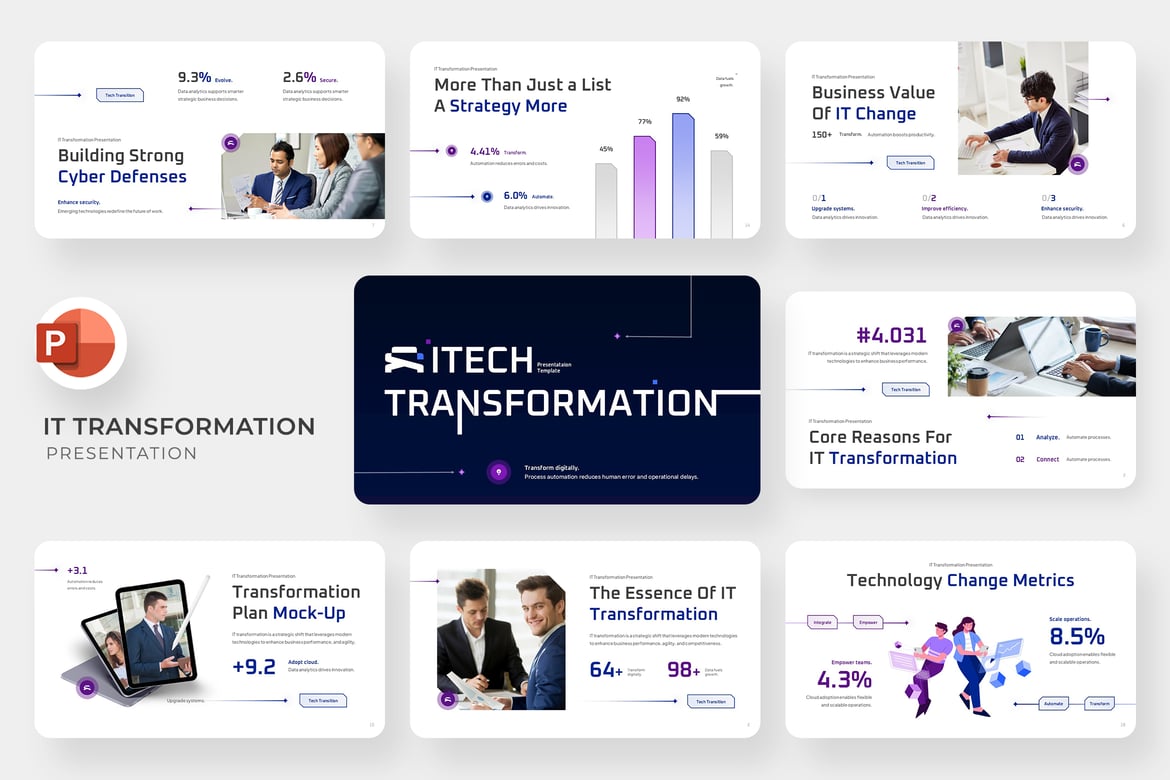 Template PowerPoint Transformasi Digital IT yang Menarik