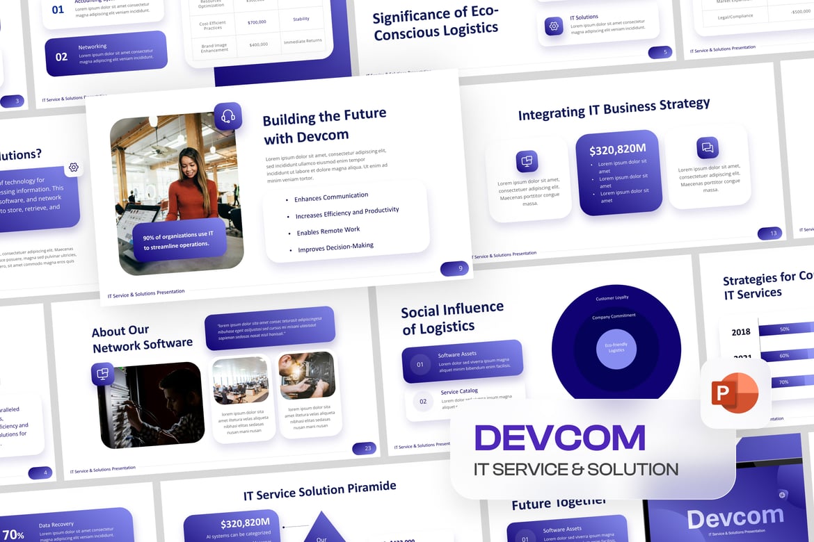 Template Presentasi PowerPoint Layanan IT yang Modern