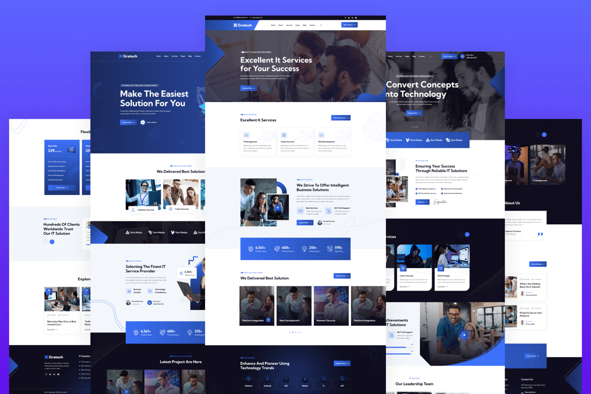 Template Website IT dan Teknologi Gratech NextJS yang Modern