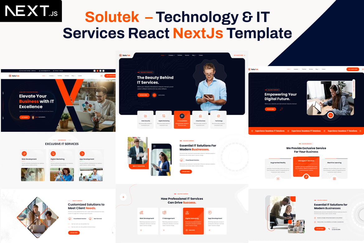 Template Website Teknologi & Layanan IT Solutek yang Modern dan Responsif