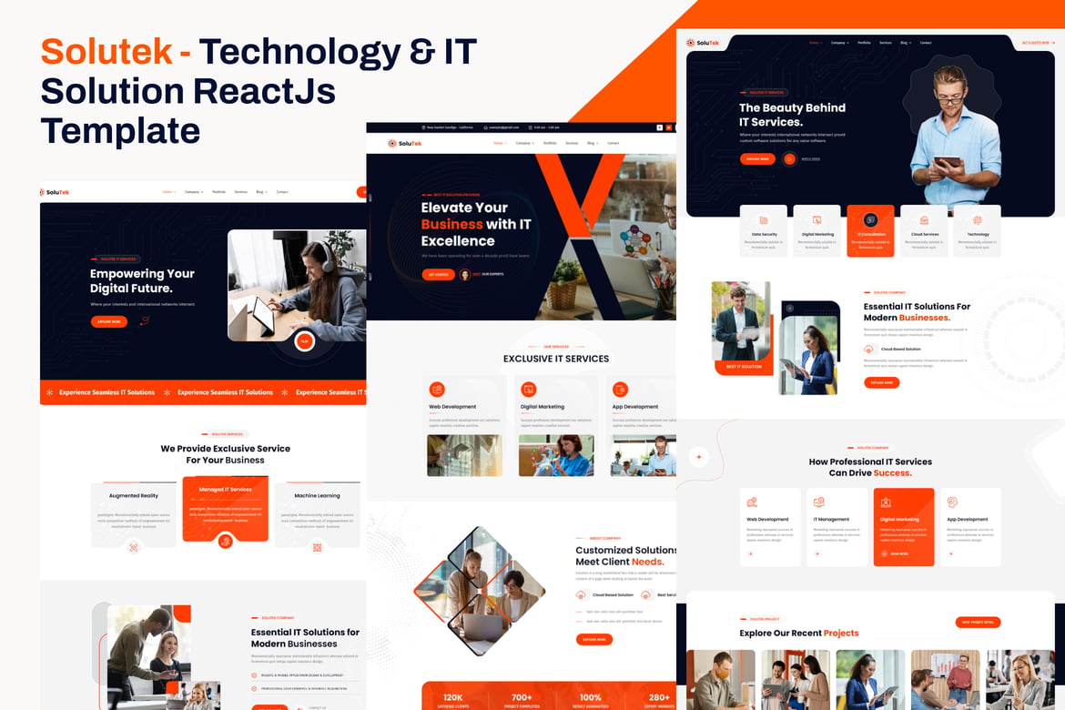 Template Website ReactJs untuk Layanan IT dan Teknologi Terbaik