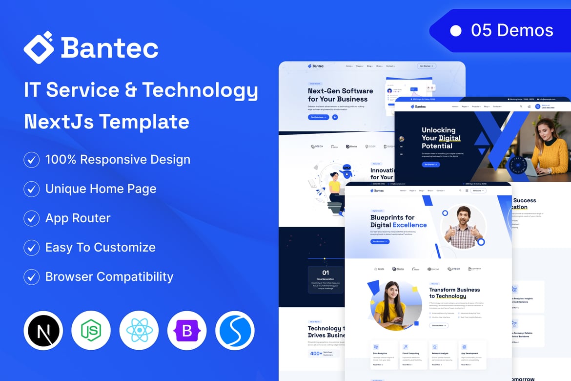 Template Website NextJS untuk Solusi dan Layanan IT Modern