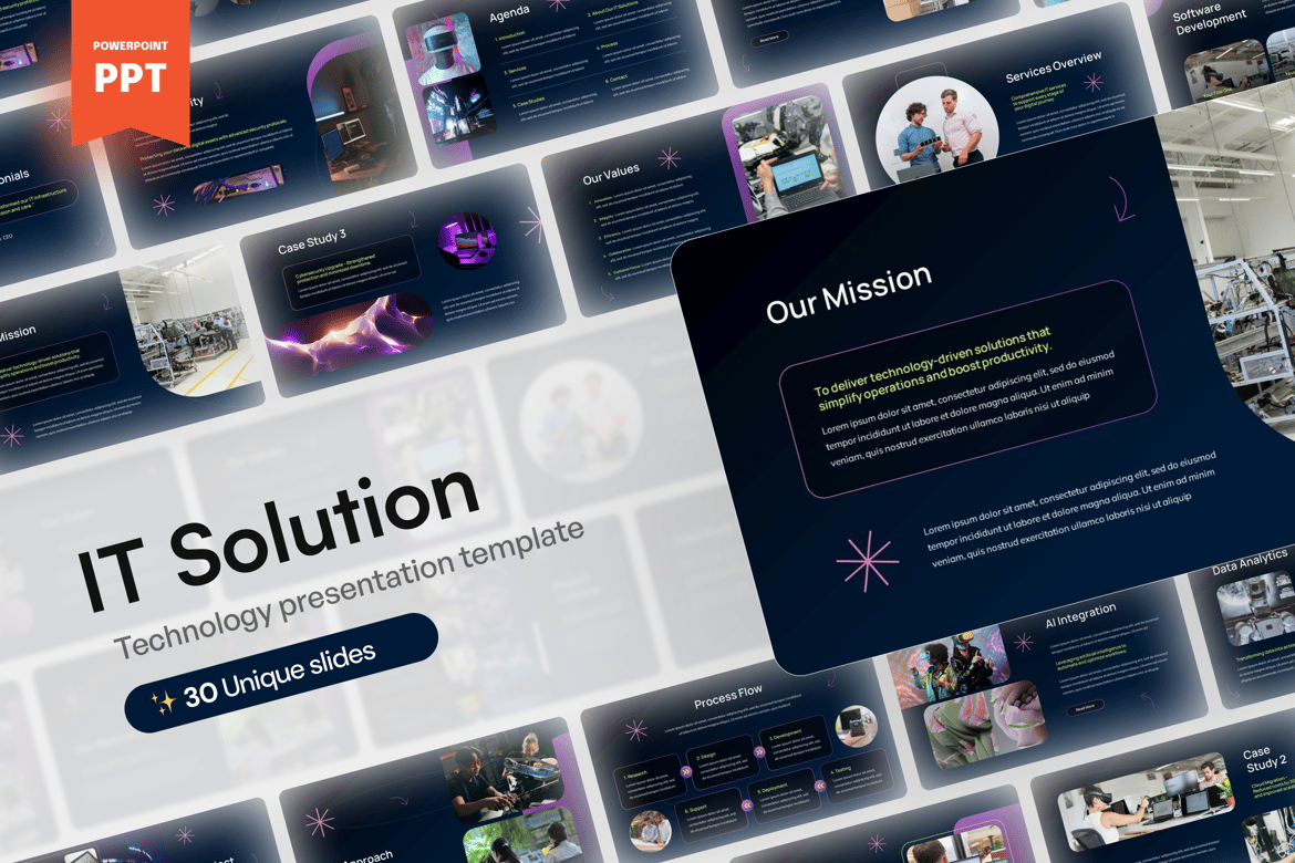 Template PowerPoint Solusi IT - Presentasi Teknologi Profesional