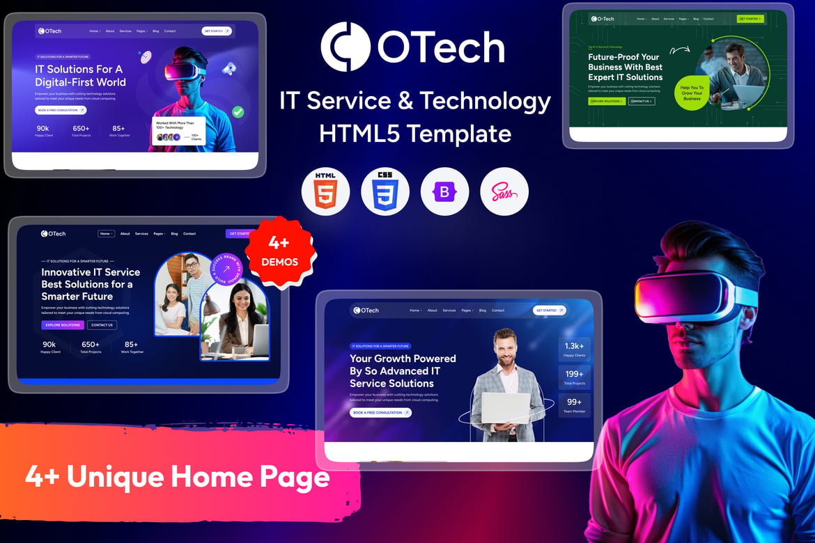 Template Website Startup Teknologi dan Solusi IT oTech