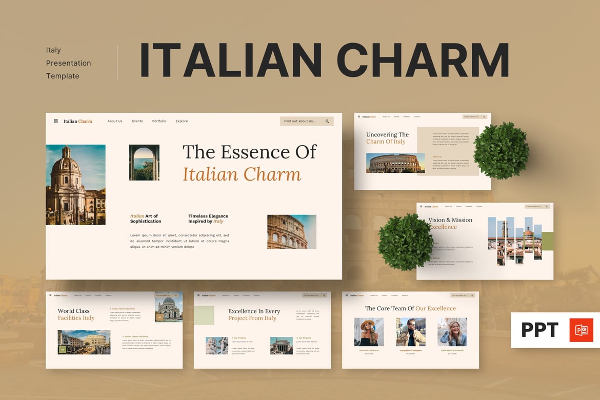 Template Presentasi PowerPoint Italia yang Memikat