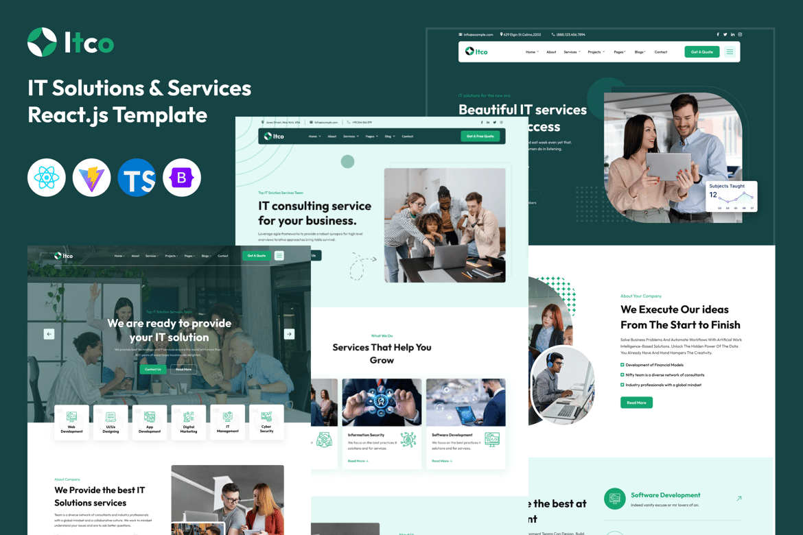 Template Web Itco – Solusi IT dan Layanan dengan React JS