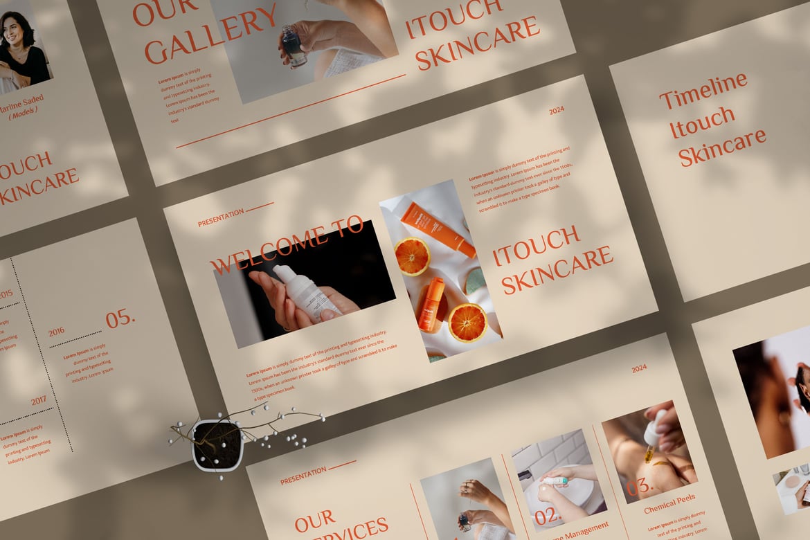 Template Presentasi PowerPoint Itouch Skincare yang Modern dan Profesional